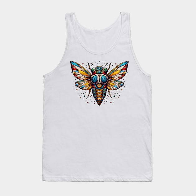 Colorful Flag Cicada Eastern Brood X Reemergence - Insect 17 Years Bugs 2024 Tank Top by click2print